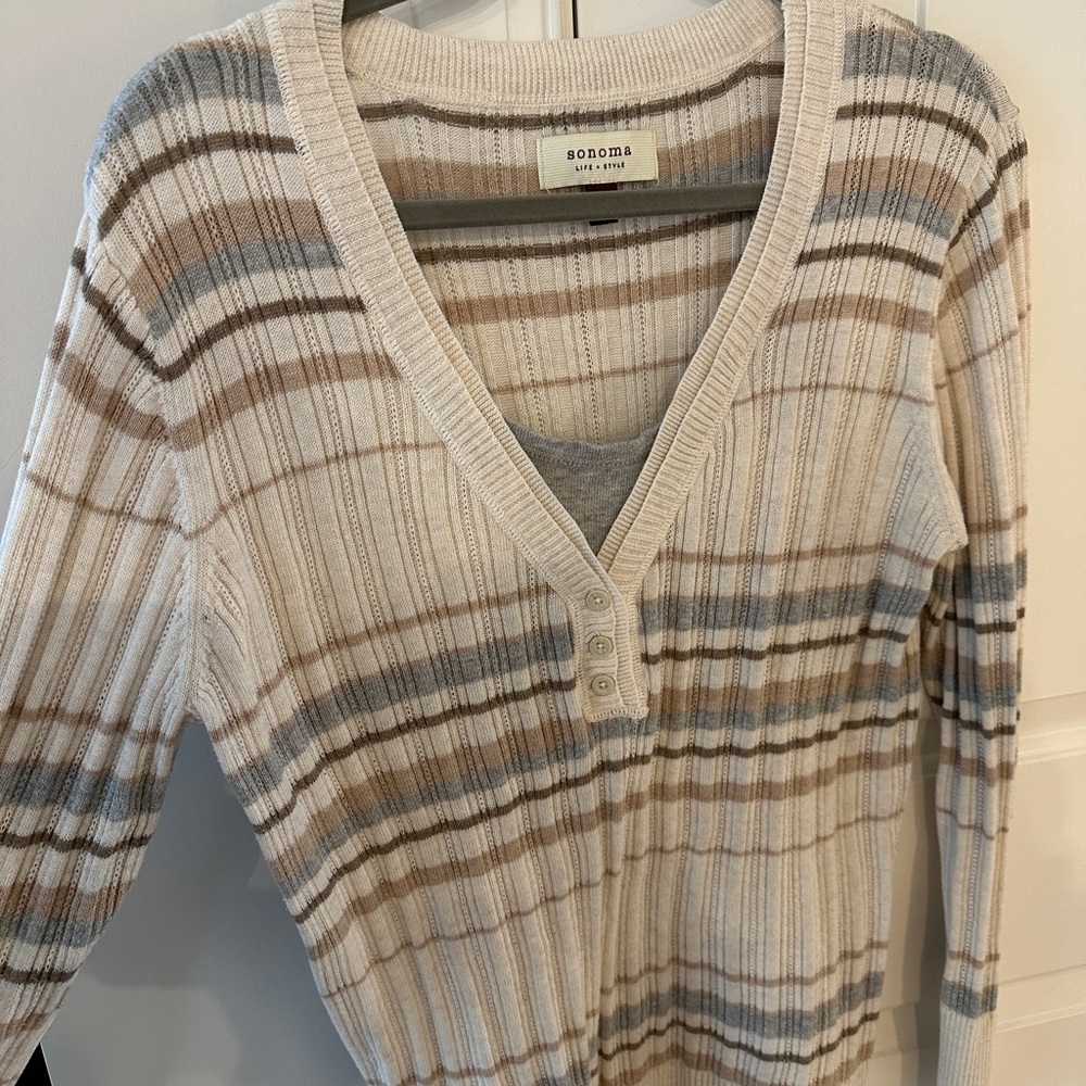 Sonoma Cardigan XL Sweater in Earthy Stripes
